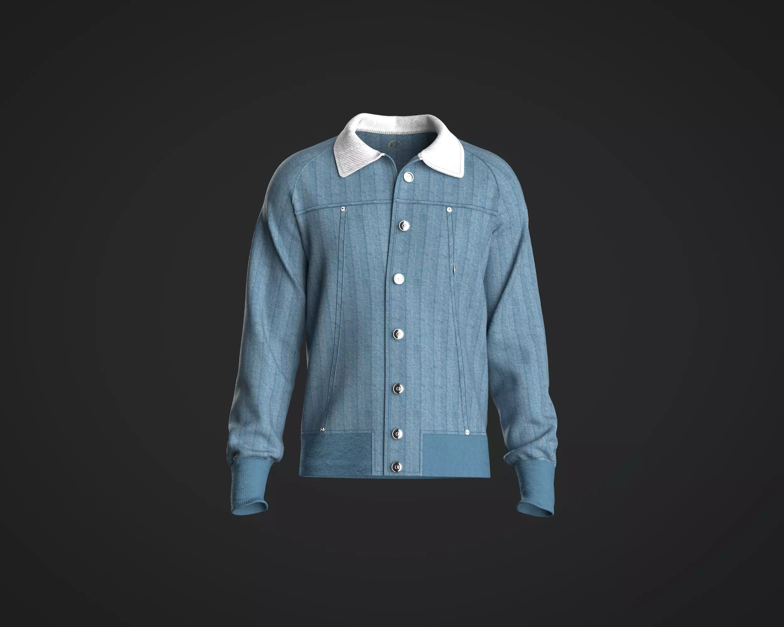 Mens bomber jacket with denim and rib collar 3D model