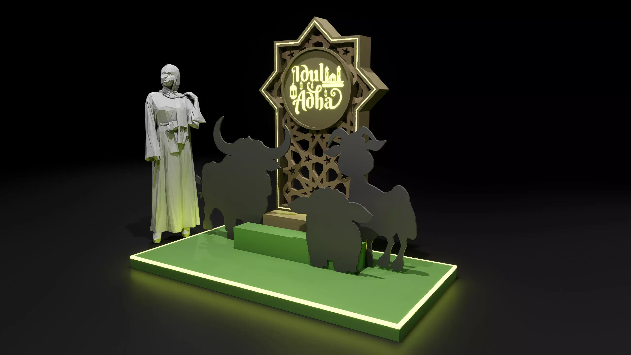 Eid Adha Photobooth 122x244cm Islamic Decoration 3D model