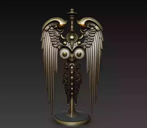 Angel Wing Relic Staff Sacred Artifact STL 3D Model Sculpture
