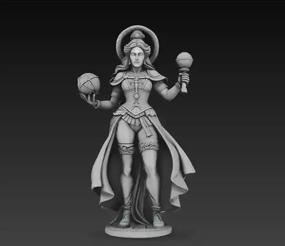 Divine Priestess Goddess Statue Fantasy STL 3D Model Figure