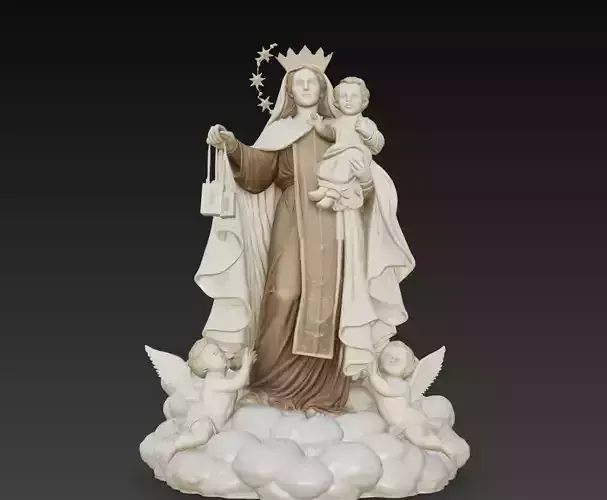 Madonna and Child Statue Religious Sculpture STL 3D Model