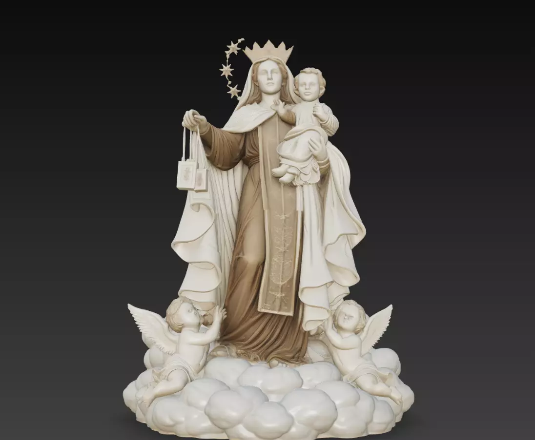 Madonna and Child Statue Religious Sculpture STL 3D Model 3D print model
