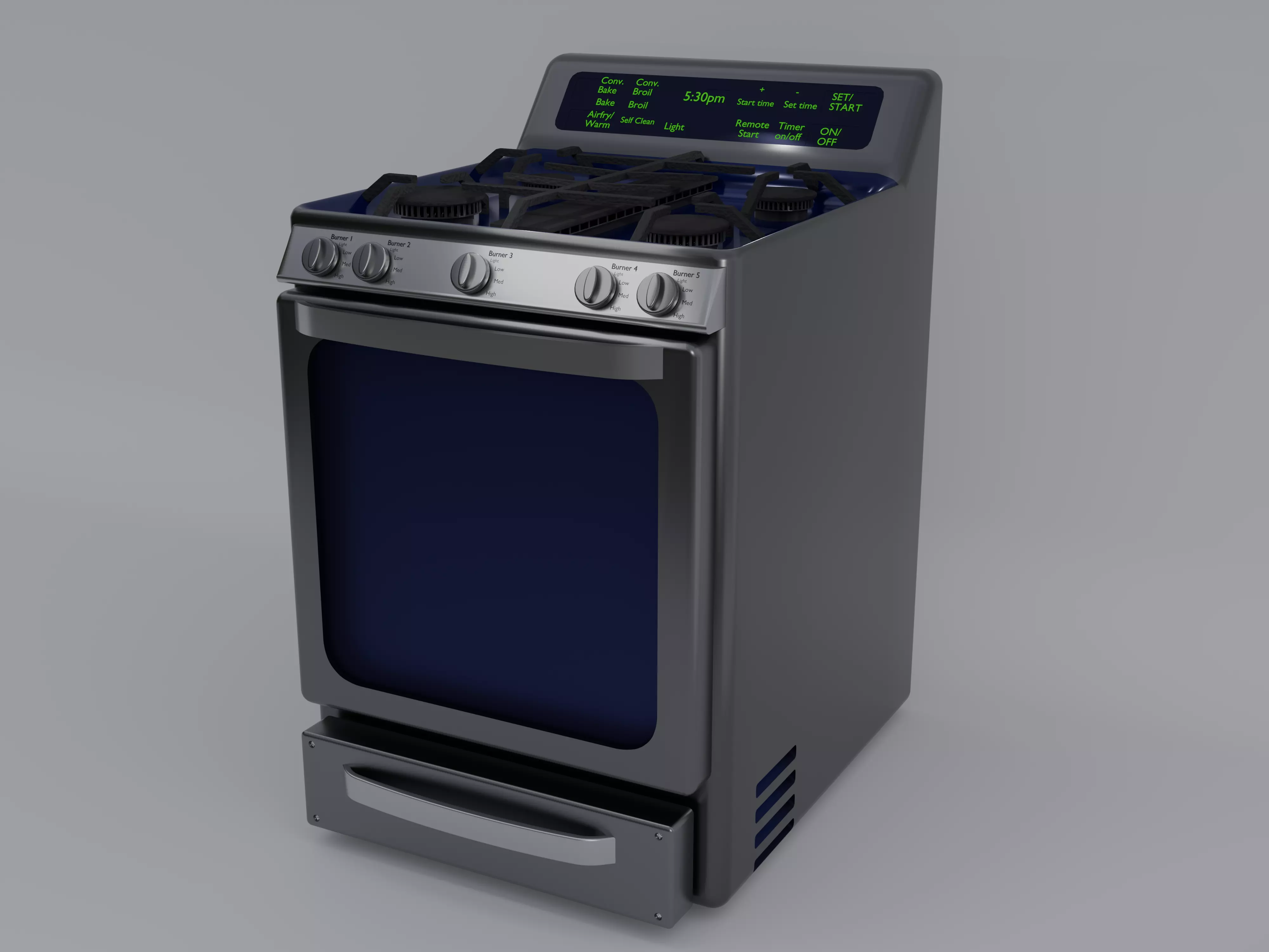 Convection Oven with Gas Stove and Settings 3D model
