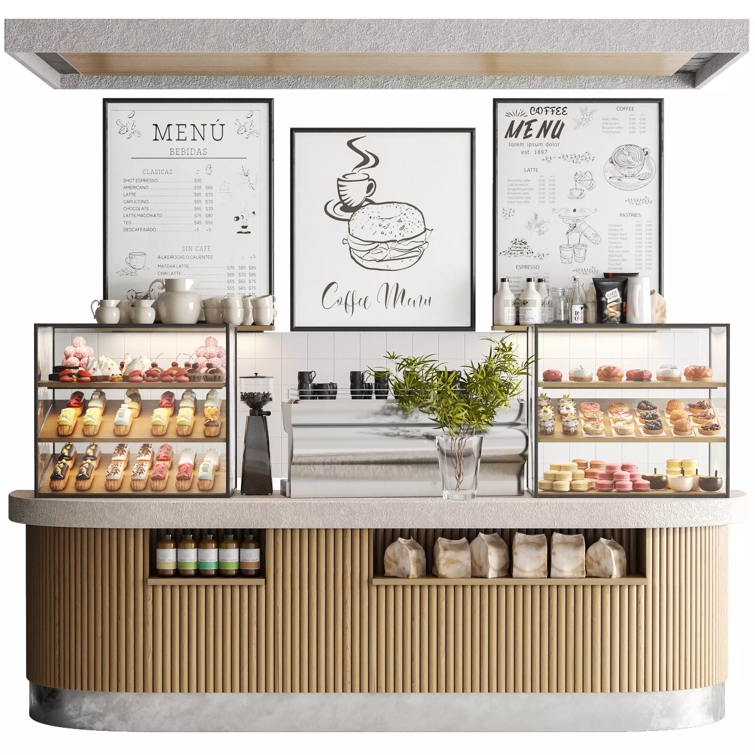 Design project for a coffee shop in a shopping mall 3D model