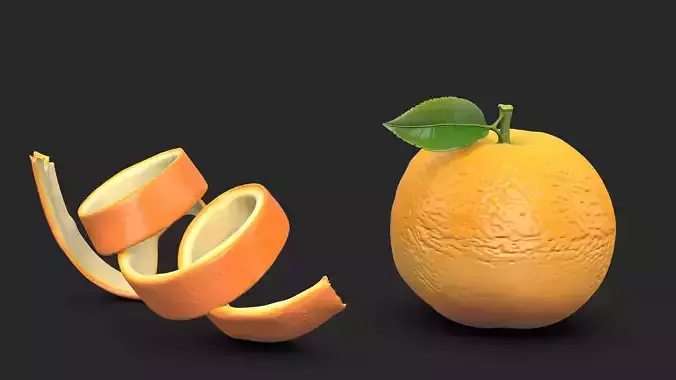 Orange Fruit with Peel - Photorealistic High Poly Model 3D print model