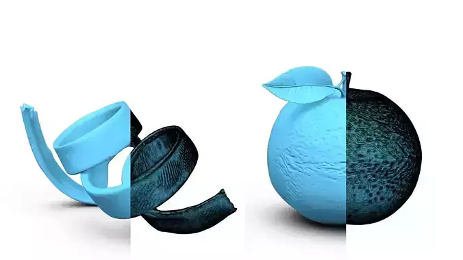 Orange Fruit with Peel - Photorealistic High Poly Model 3D print model 4
