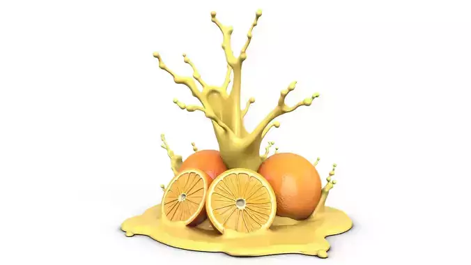 Orange Fruit Juice Splash - Dynamic High Poly Food Model 3D print model 3