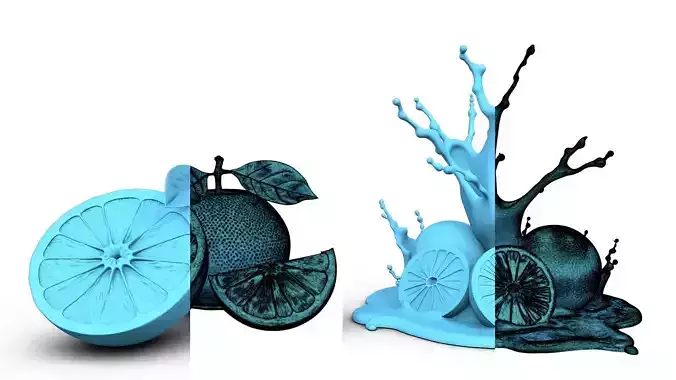 Orange Fruit Juice Splash - Dynamic High Poly Food Model 3D print model 4