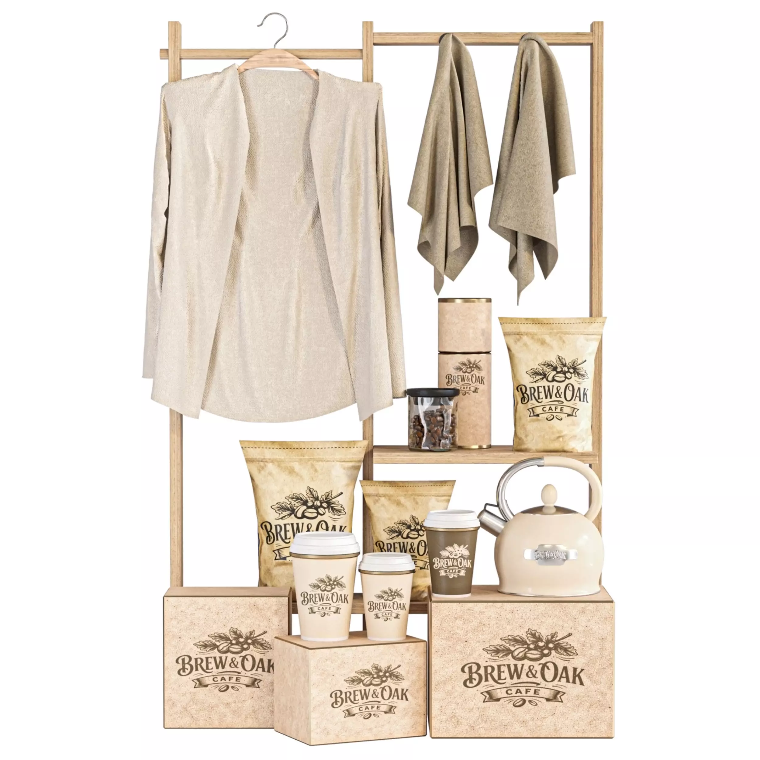 Merchandise set for coffee shops 3D model