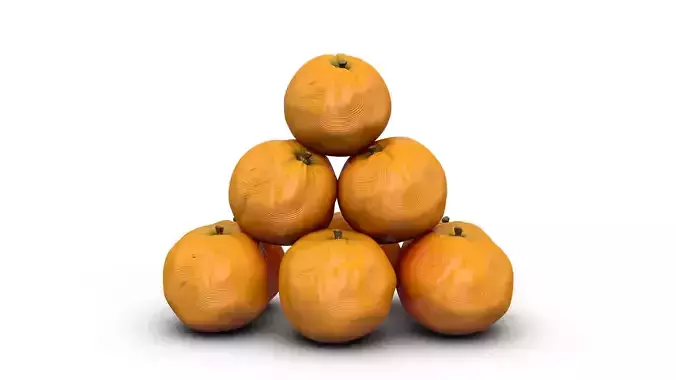 Orange Fruit Pyramid and Tree - Decorative High Poly Set 3D print model 2