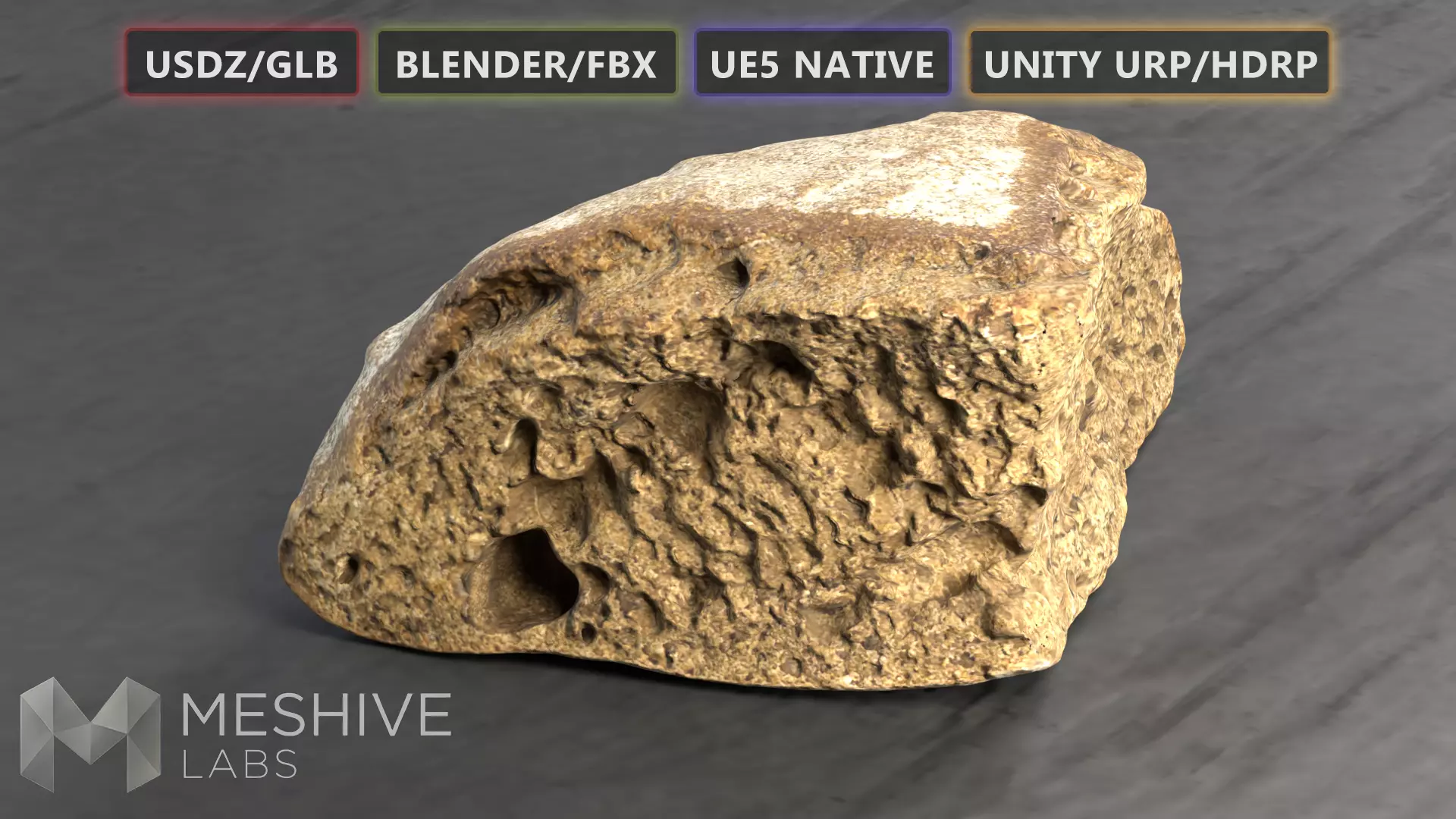 Artisan Rye Bread Quarter Cut - PBR Low-poly 3D model