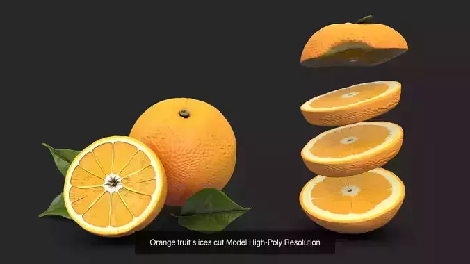 Orange Fruits Bundle - Peeled - Sliced - Juice Splash - 4 Models 3D Model Pack 3