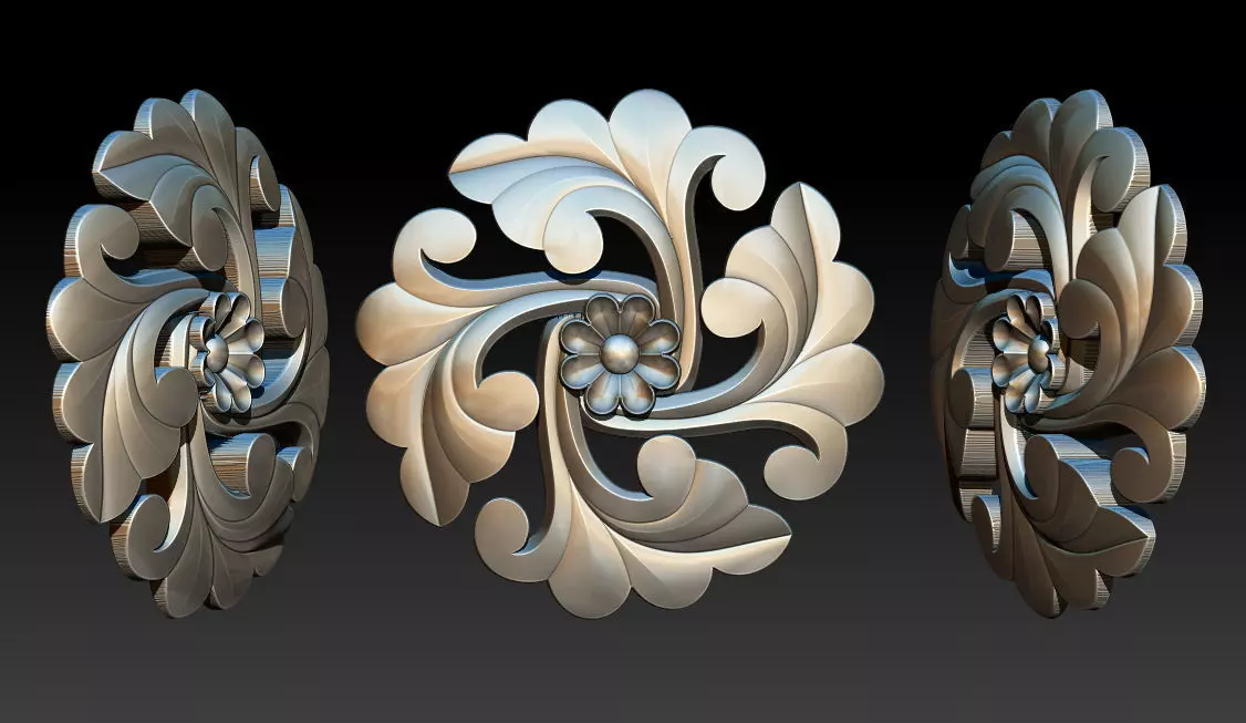 Floral Swirl Ornament Premium 3D Model 3D print model