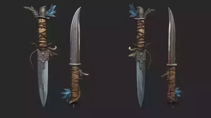 Native american ornamet dagger High Poly Resolution