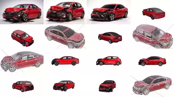 Crashed Vehicles Pack 19 Models Car Truck Police Set 2
