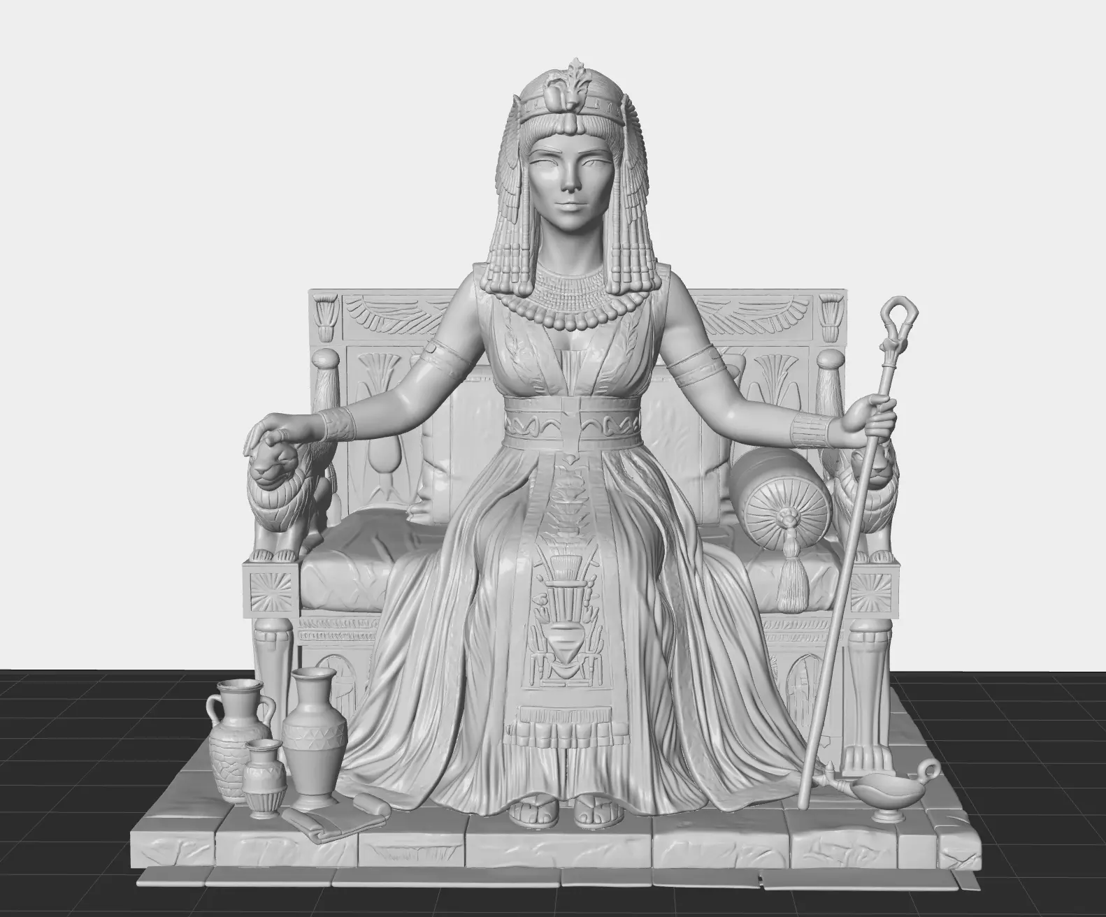 Cleopatra on Throne 80mm Egyptian Queen Miniature Resin Print 3D print model