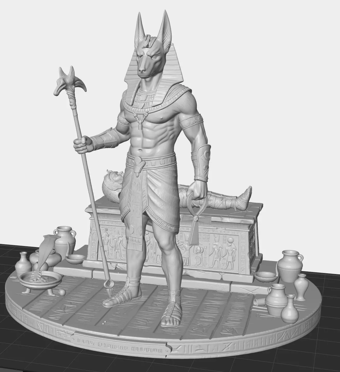 Anubis and Pharaoh Diorama Ancient Egypt Guardian 3D Print STL 3D print model