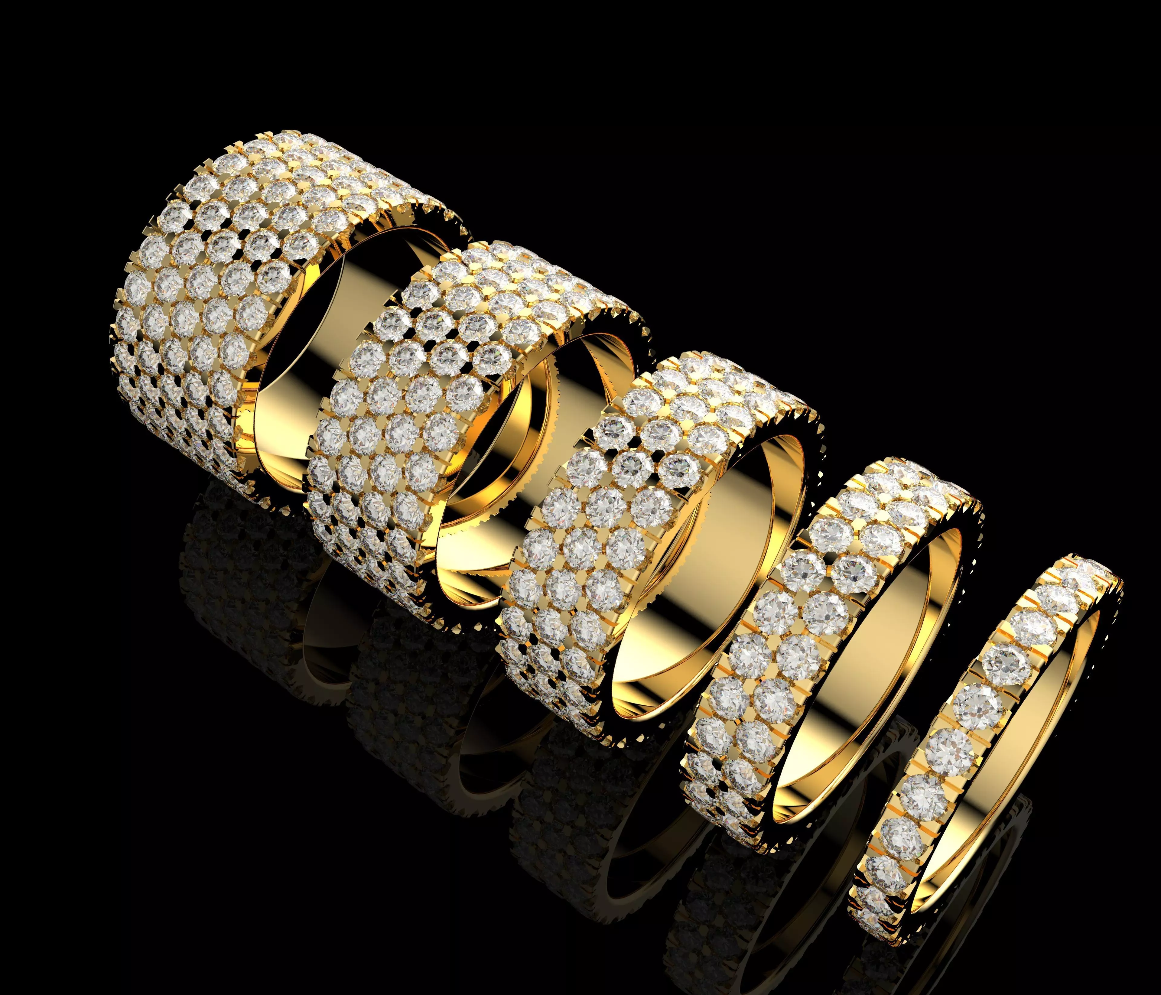 Diamond Wedding Set Ring 3dm STL CAD Model N1710 3D print model