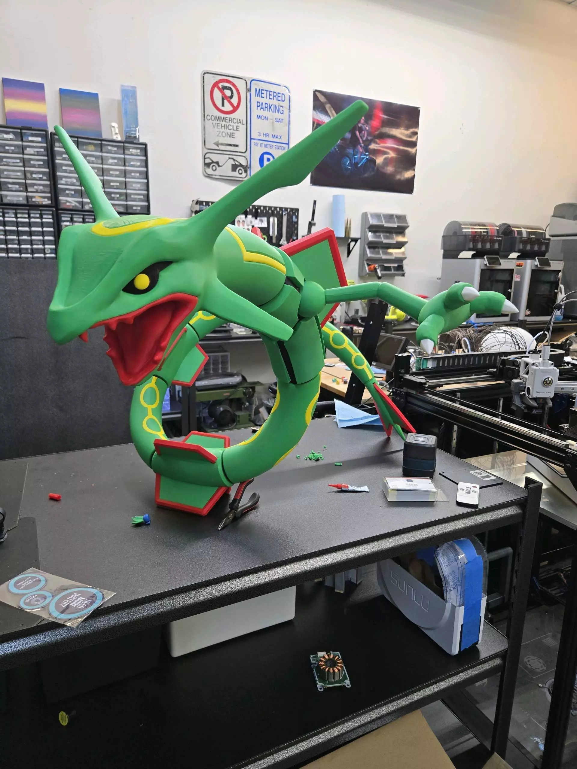 Rayquaza Pokemon Fully disassembled 23cm tall 3D print model
