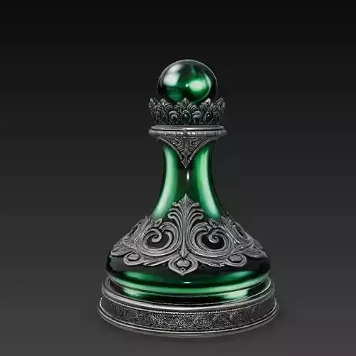 Emerald Royal Chess Piece Ornament Luxury STL 3D Model