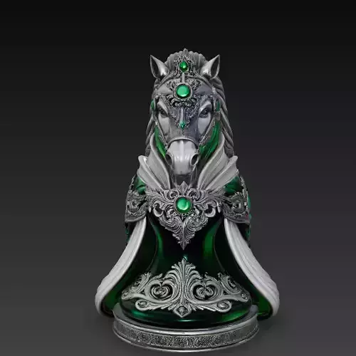 Emerald Knight Horse Royal Chess Sculpture STL 3D Model