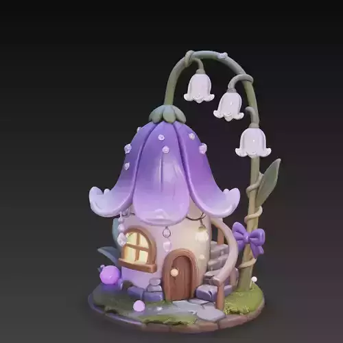 Glowing Flower Fairy House Fantasy Cottage STL 3D Model