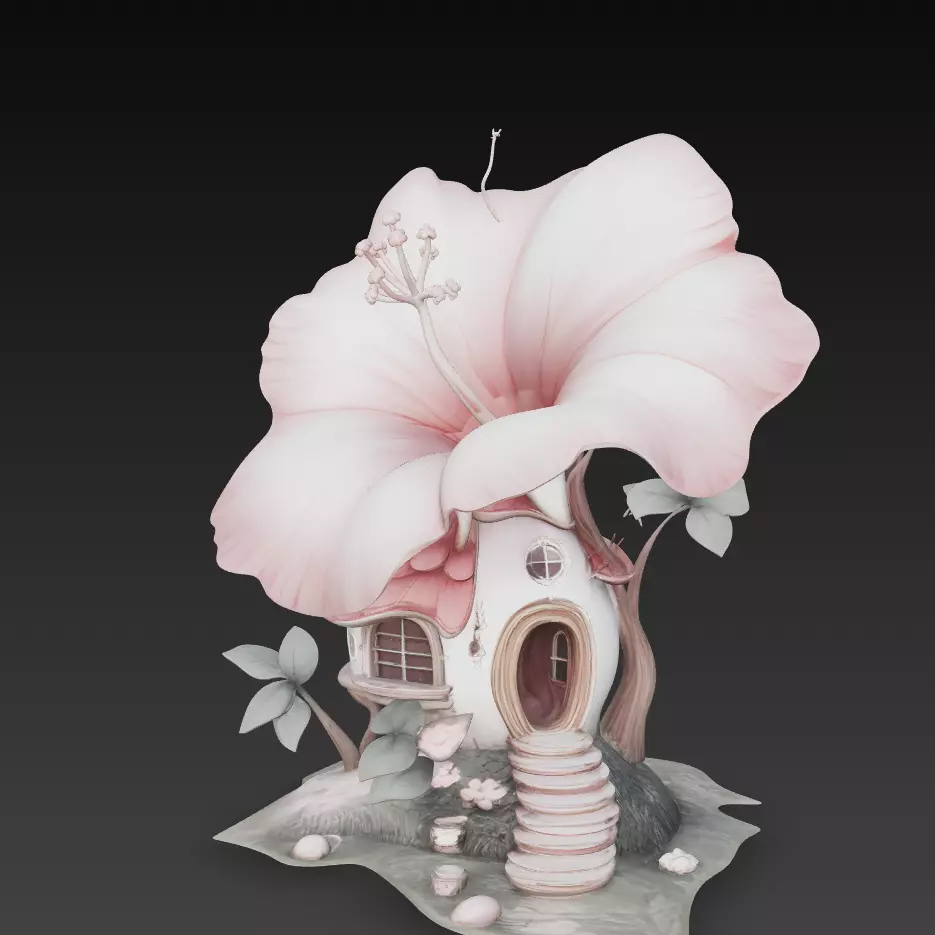 Fantasy Flower House Fairy Cottage STL 3D Model 3D print model