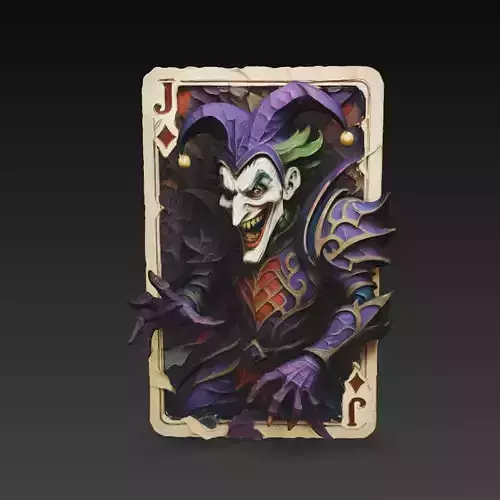 Joker Card Relief Sculpture Playing Card STL 3D Model