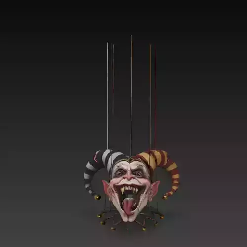 Hanging Jester Head Horror Puppet Mask STL 3D Model
