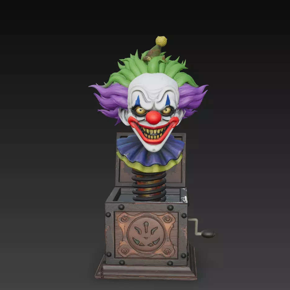 Creepy Clown Jack in the Box Horror Toy STL 3D Model 3D print model