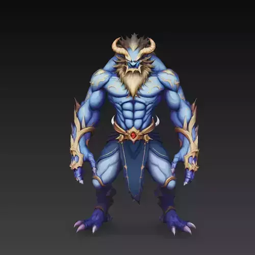 Demon Beast Warrior Minotaur Fantasy Character STL 3D Model