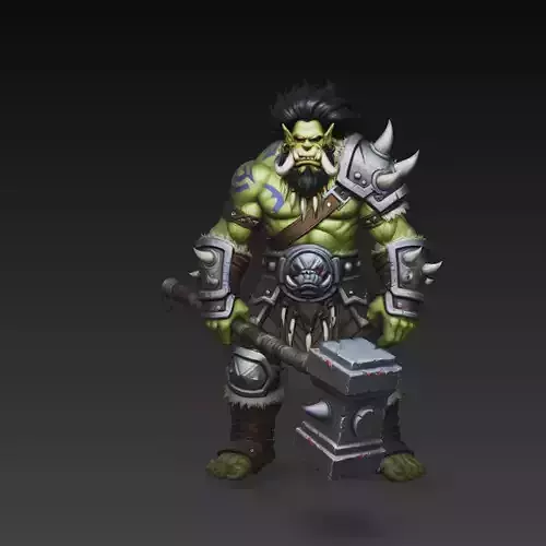 Orc Warrior Hammer Fantasy Character STL 3D Print Model