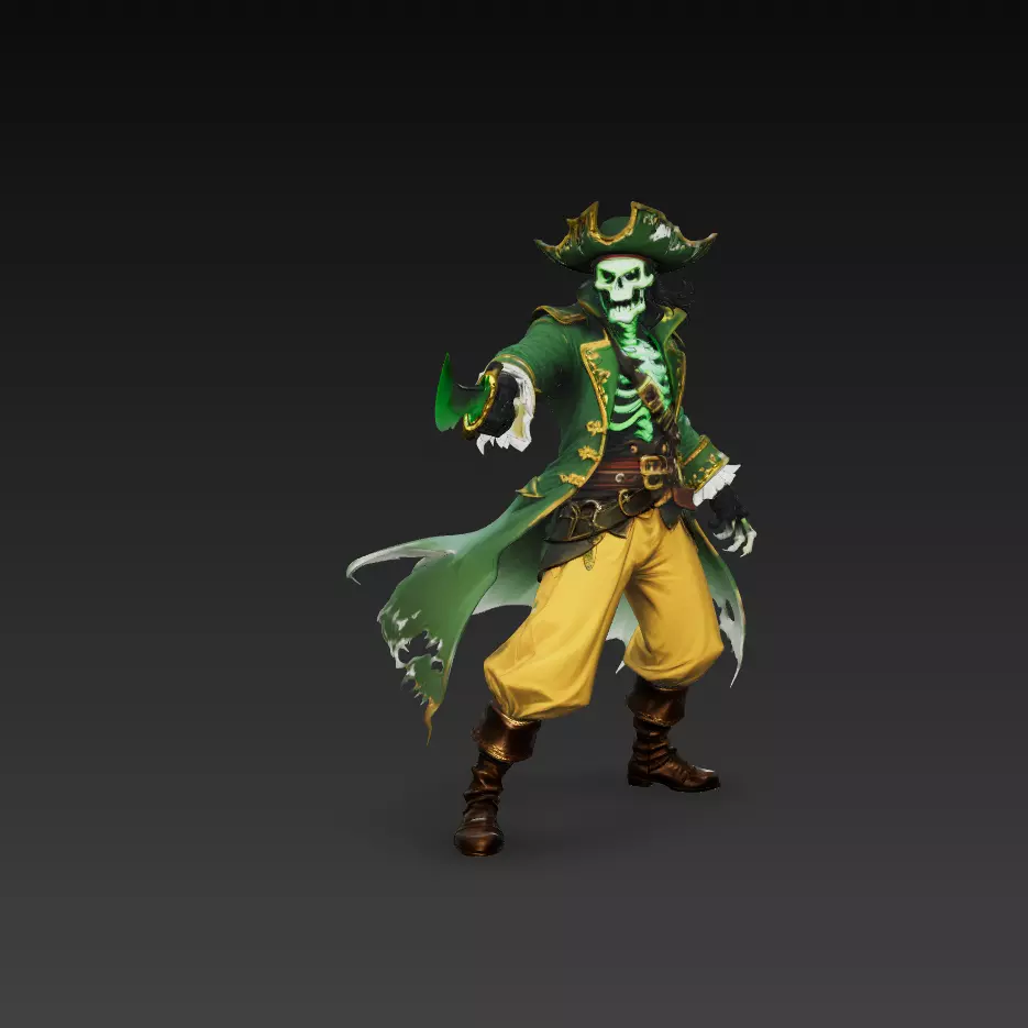 Undead Pirate Captain Hook Skeleton Character STL 3D Model 3D print model