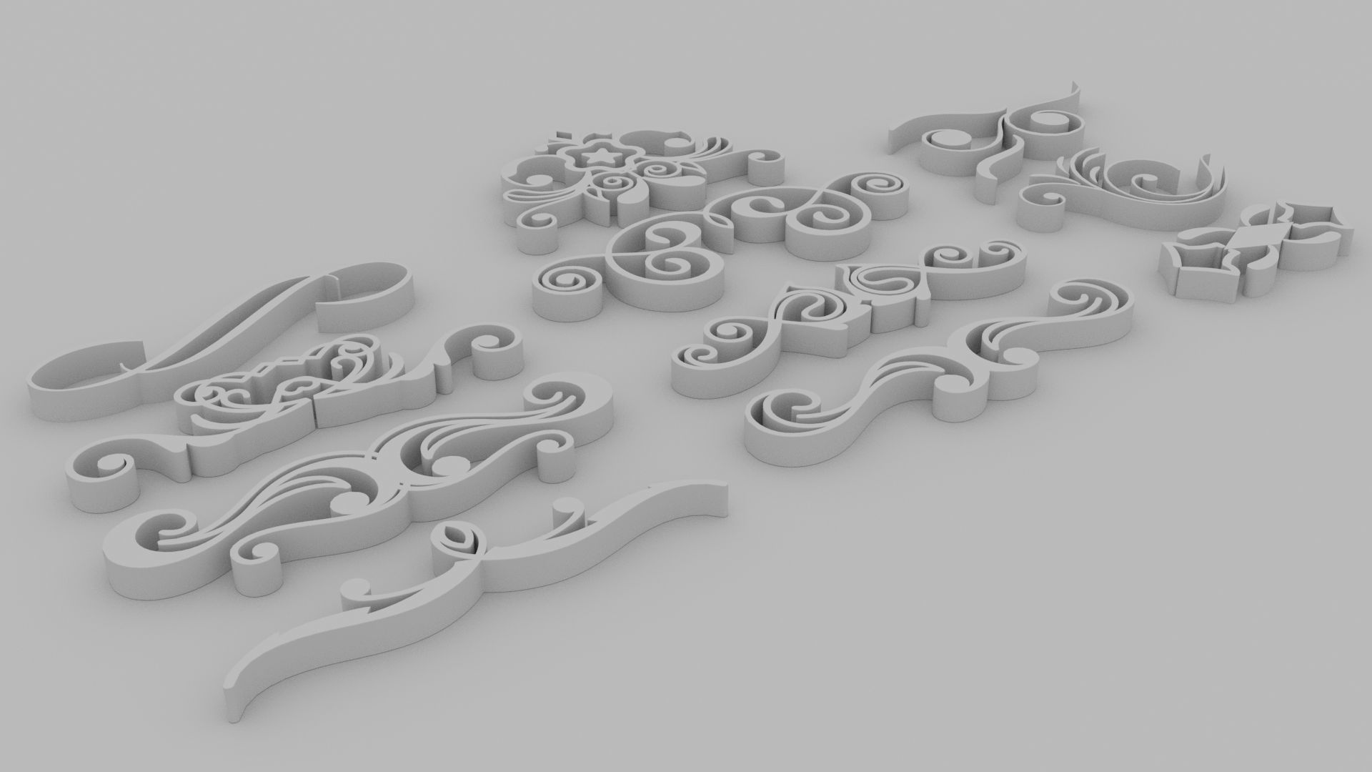 Ornate Swirls - Set of 11 3D model_2