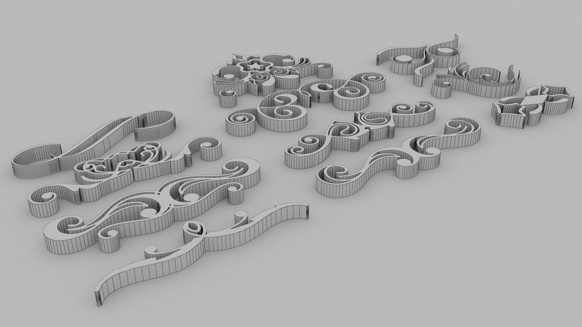 Ornate Swirls - Set of 11 3D model_4