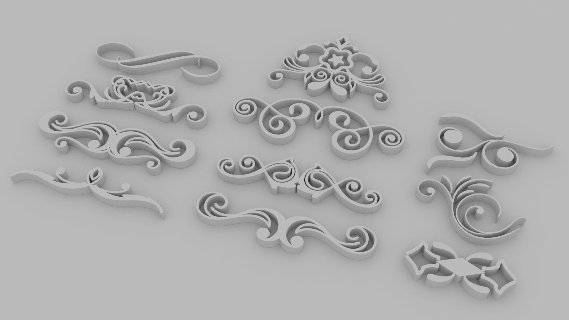 Ornate Swirls - Set of 11 3D model_7