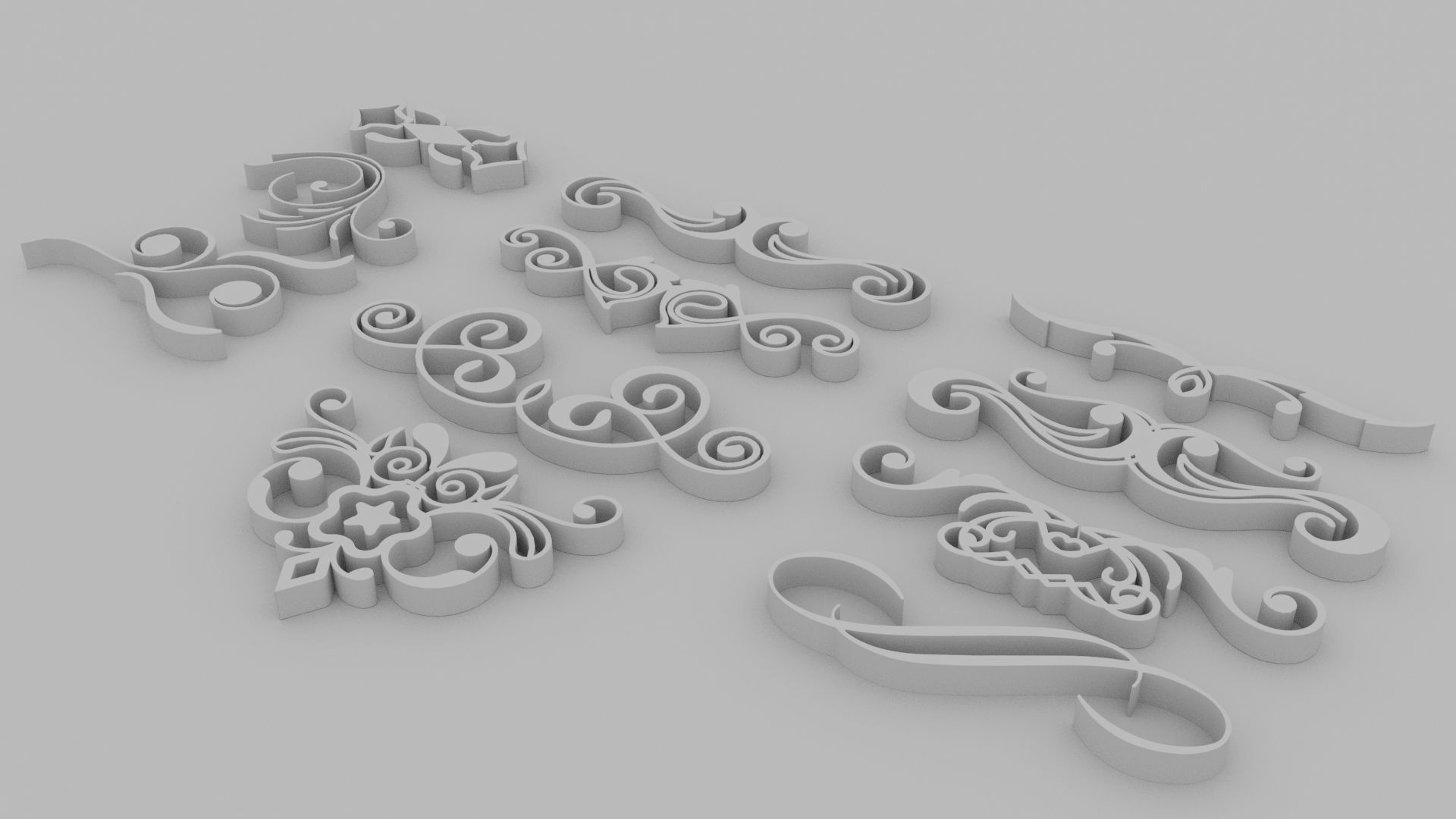 Ornate Swirls - Set of 11 3D model_3