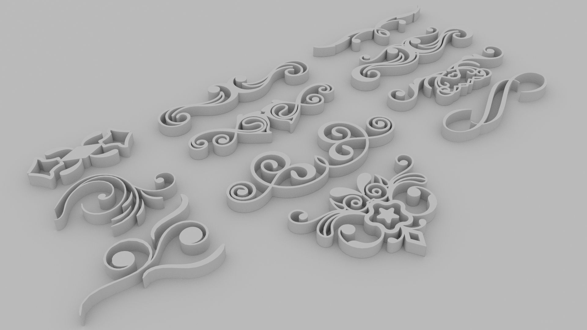Ornate Swirls - Set of 11 3D model_5