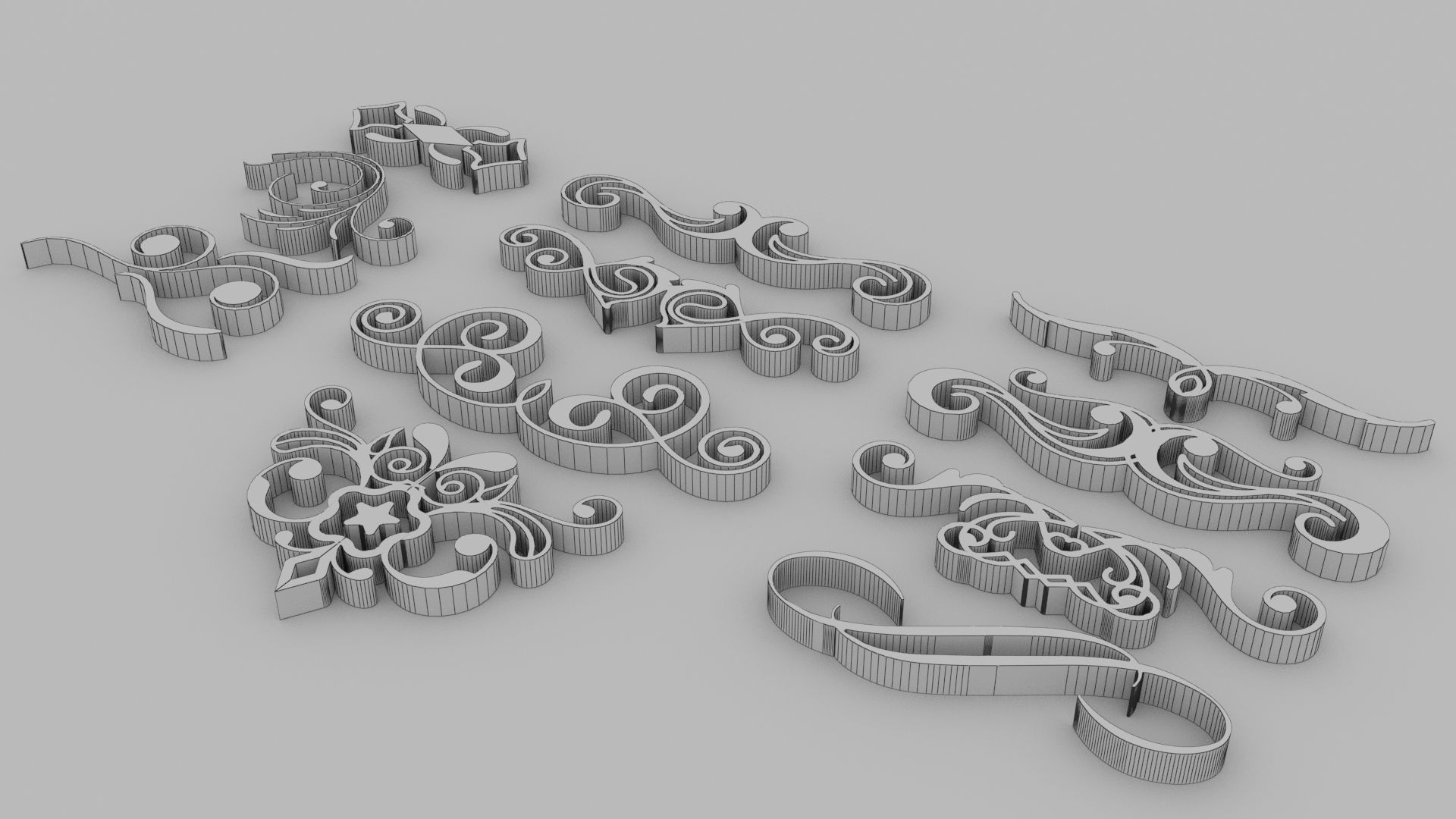 Ornate Swirls - Set of 11 3D model_6