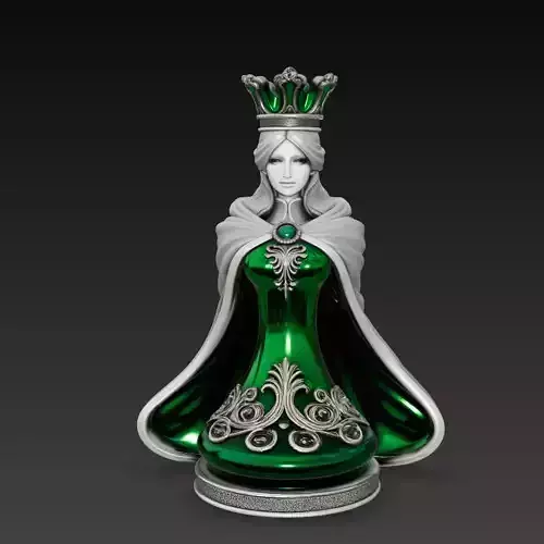 Emerald Queen Statue Fantasy Royal Sculpture STL 3D Model