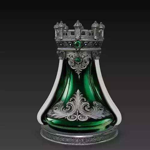 Emerald Rook Castle Chess Royal Sculpture STL 3D Model