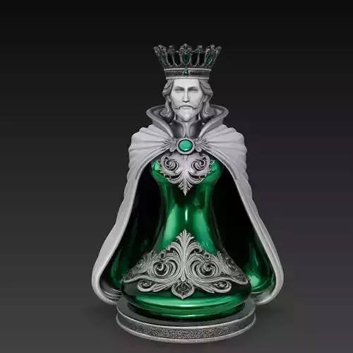 Emerald King Statue Fantasy Royal Sculpture STL 3D Model
