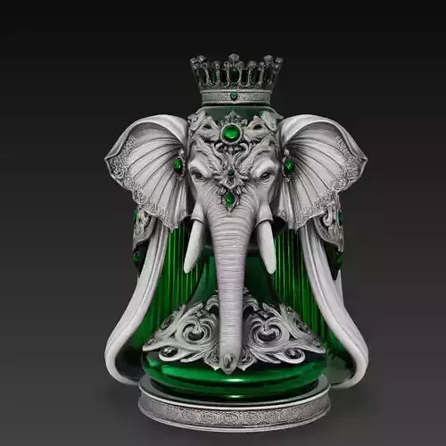 Emerald Elephant King Statue Fantasy Royal STL 3D Model