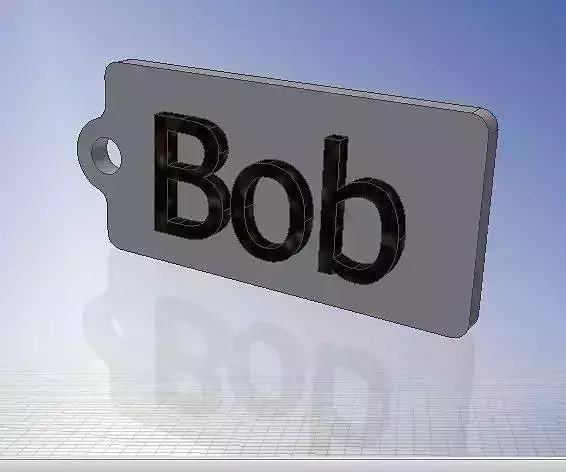 Bob Name Tag  Key chain Fob Zipper Tag 2x1x02in 50x25x5mm thick 3D print model