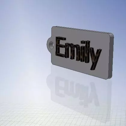 Emily Name Tag  Key chain Fob Zipper Tag 2x1x02in 50x25x5mm thk 3D print model_0