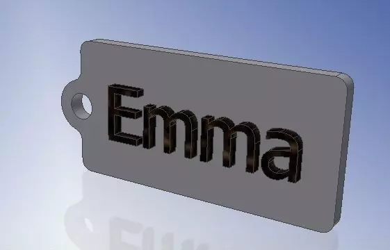 Emma Name Tag  Key chain Fob Zipper Tag 2x1x02in 50x25x5mm thick 3D print model_0