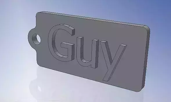 Guy Name Tag  Key chain Fob Zipper Tag 2x1x02in 50x25x5mm thick 3D print model