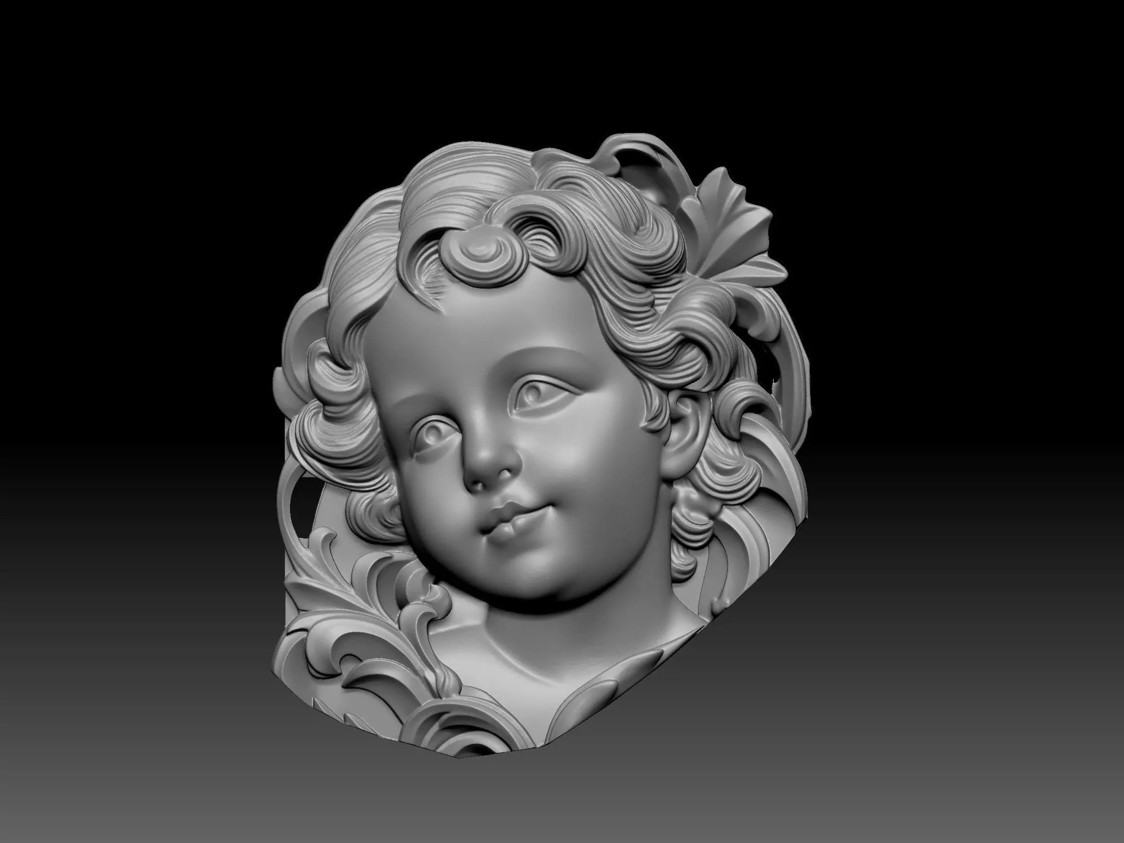 cherub or angel bas-relief 3D print model