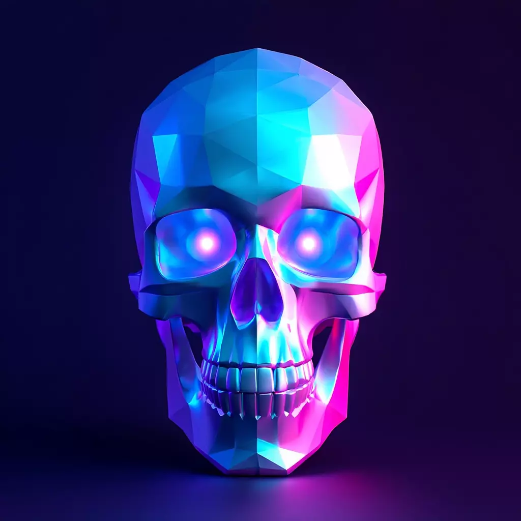 3948 Color 3D Model of Halloween Skull Low Poly Style Free 3D print model