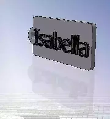 Isabella Name Tag  Key chain Fob Zipper Tag 2x1x02in 50x25x5mm 3D print model